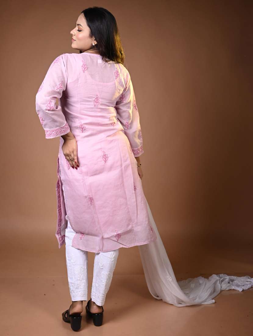 women solid with work long sleeve kurta pant with dupatta set - 22268943 -  Standard Image - 2