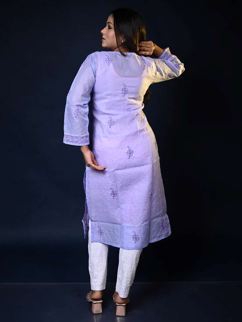 women solid with work long sleeve kurta pant with dupatta set - 22268948 -  Standard Image - 2