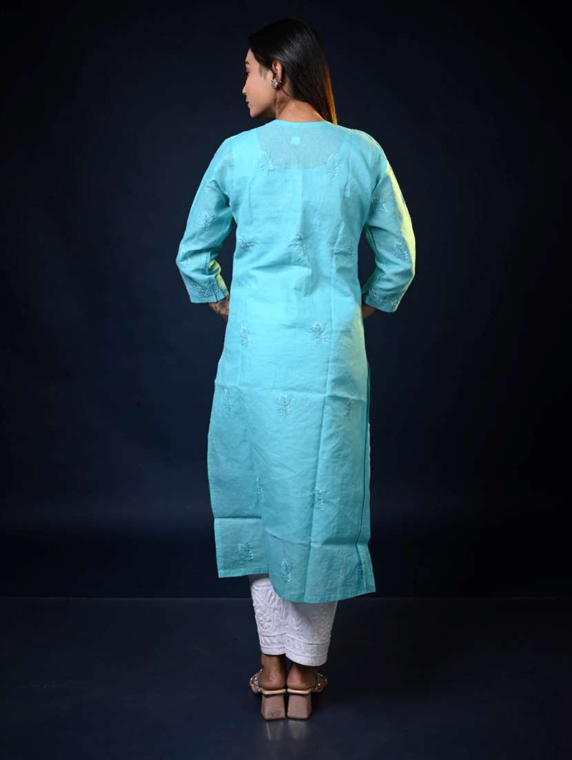 women solid with work three quarter sleeve kurta pant with dupatta set - 22268953 -  Standard Image - 2