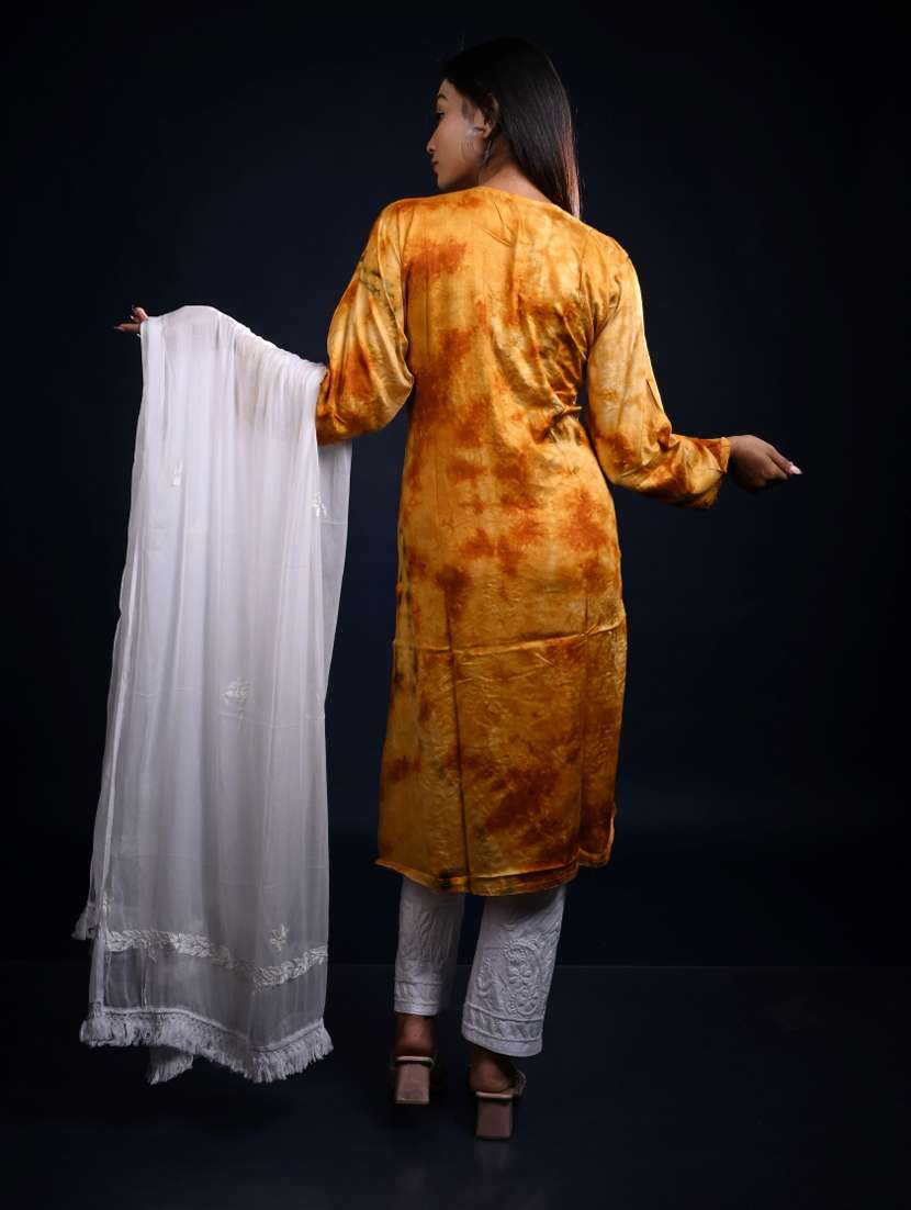 women chikankari long sleeve kurta pant with dupatta set - 22268962 -  Standard Image - 2