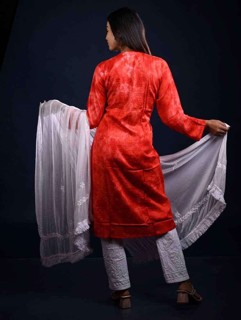 women chikankari long sleeve kurta pant with dupatta set - 22268968 -  Standard Image - 2