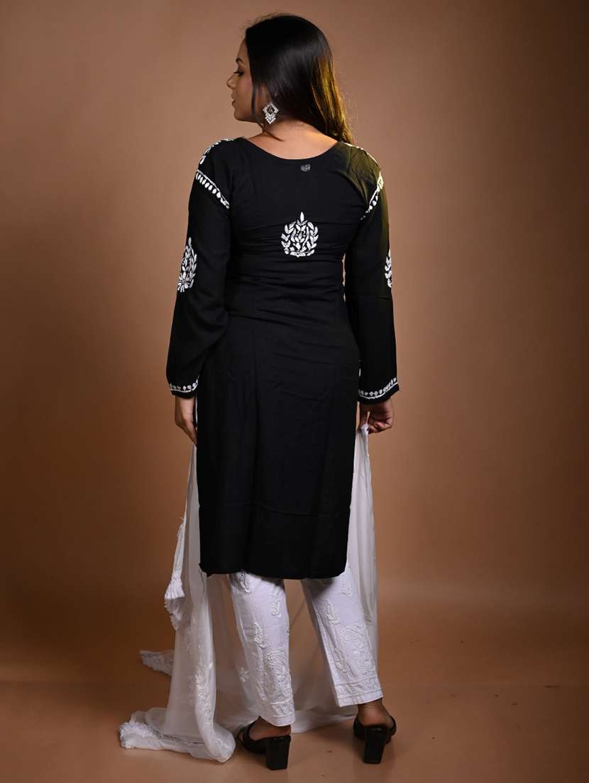 women solid with work long sleeve kurta pant with dupatta set - 22268986 -  Standard Image - 2