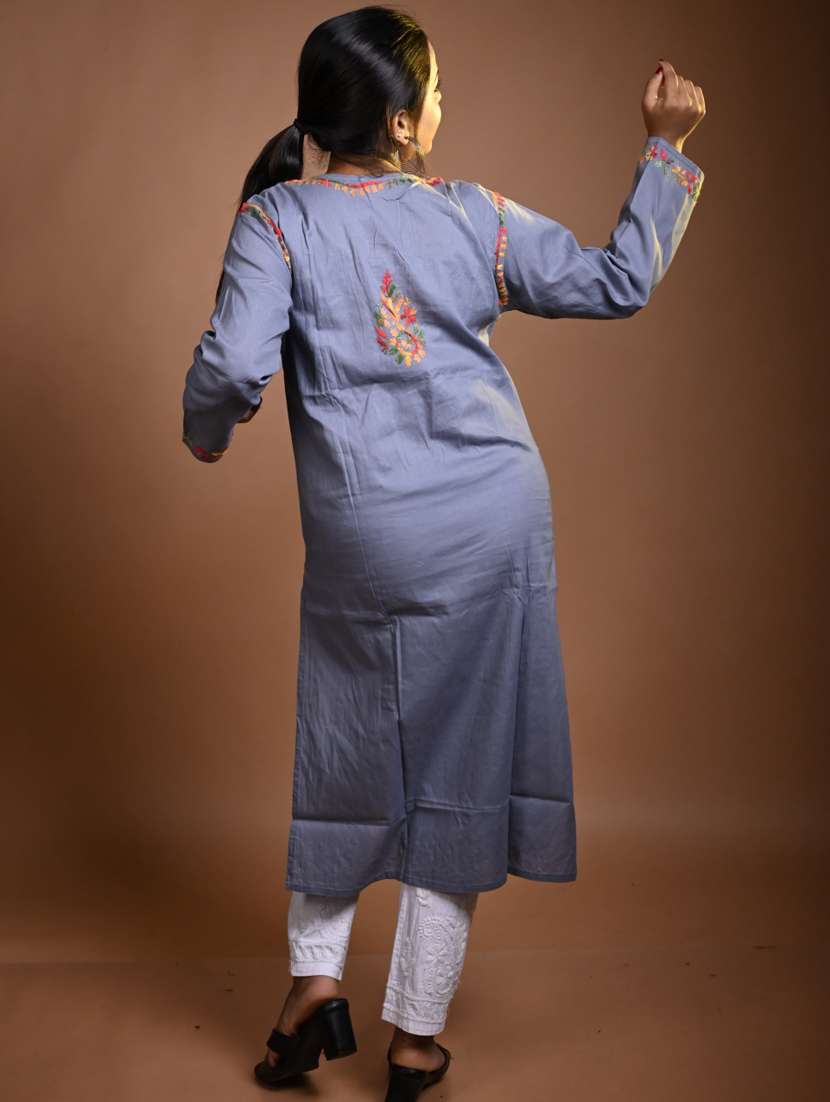 women chikankari long sleeve kurta pant with dupatta set - 22268990 -  Standard Image - 2