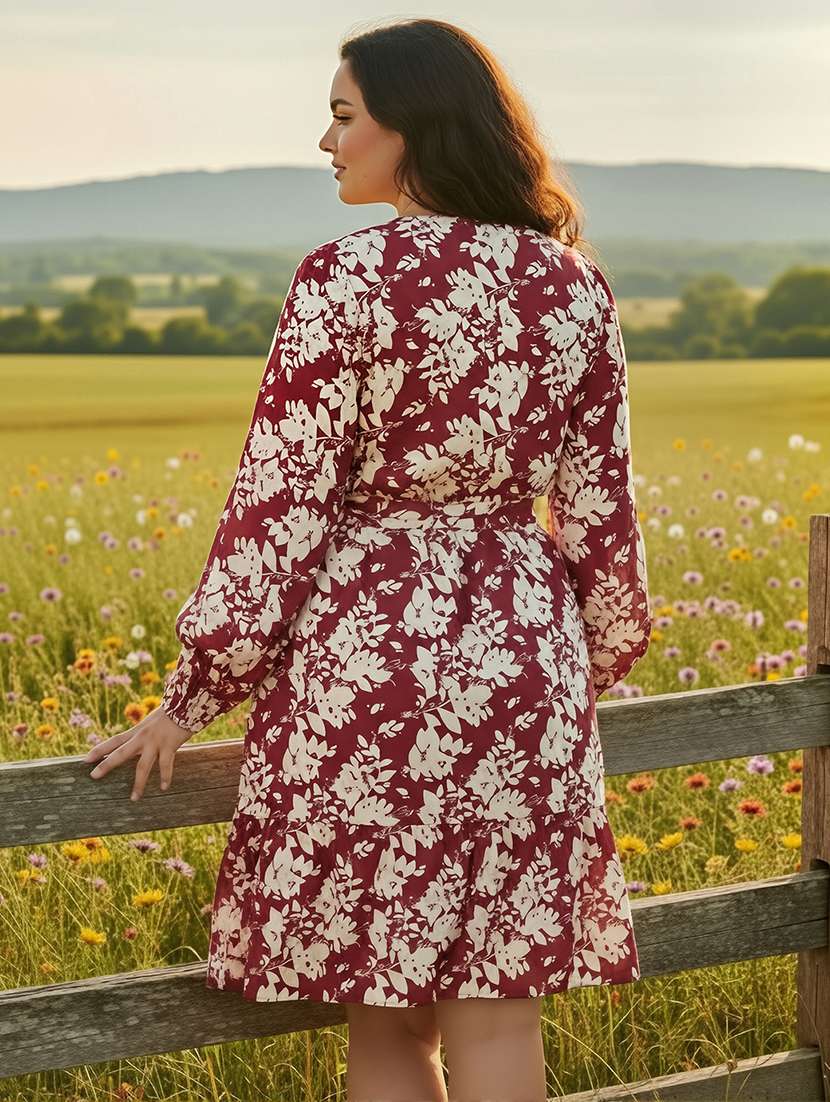 women plus size printed puff sleeve dress - 22270445 -  Standard Image - 2