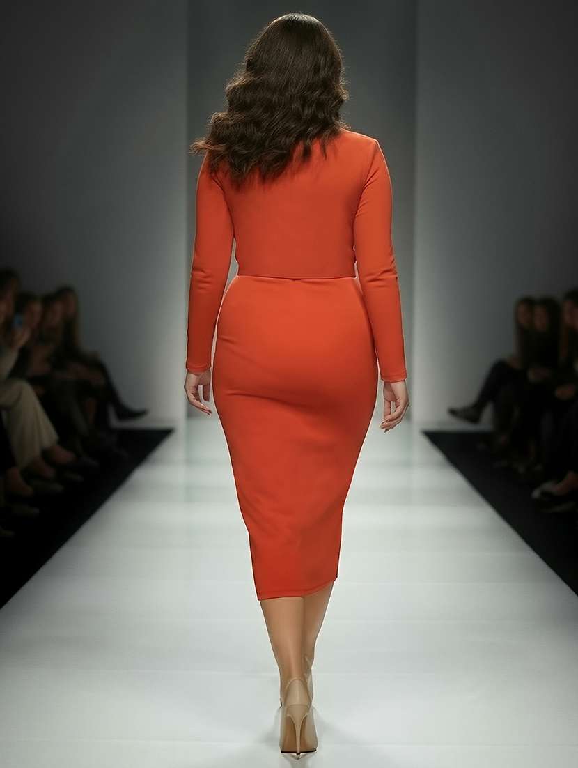 women plus size solid long sleeve bodycon dress - 22270449 -  Standard Image - 2