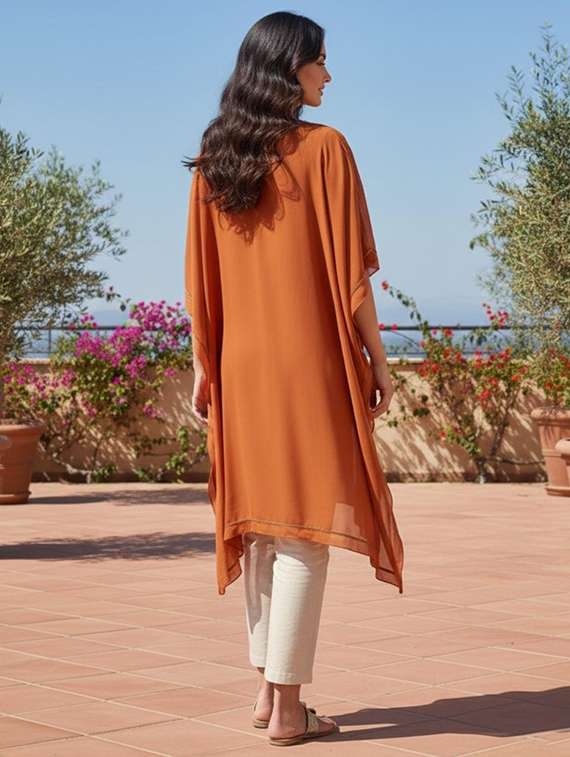 women embroidered kimono sleeve kaftan kurta - 22270674 -  Standard Image - 2