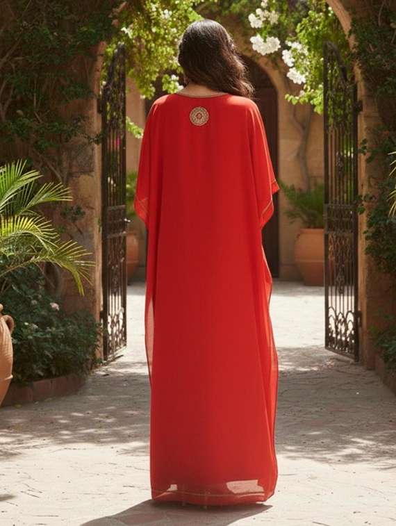 women embroidered kimono sleeve kaftan dress - 22270684 -  Standard Image - 2