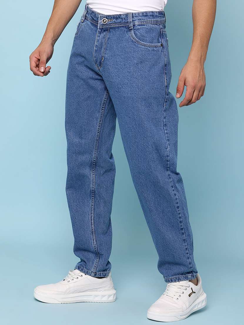 men plain mid rise full length straight jeans - 22271068 -  Standard Image - 2