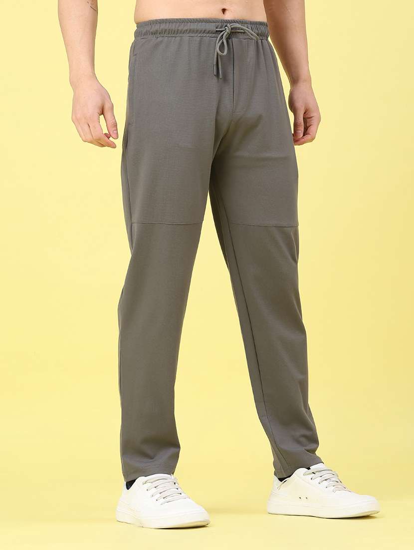 men solid mid rise regular fit track pant