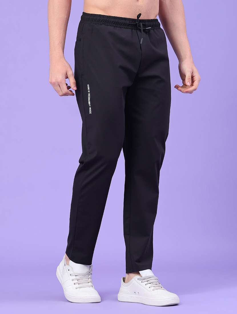 men solid mid rise regular fit track pant