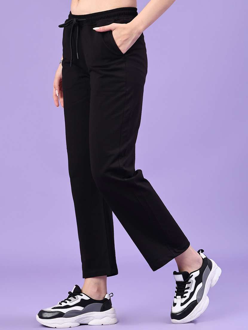 women solid mid rise track pant - 22271230 -  Standard Image - 2