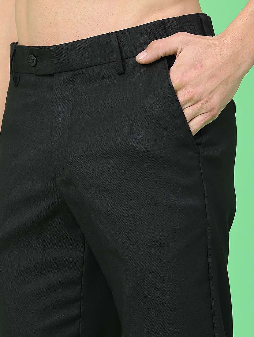 men solid mid rise flat front formal trouser - 22271567 -  Standard Image - 2
