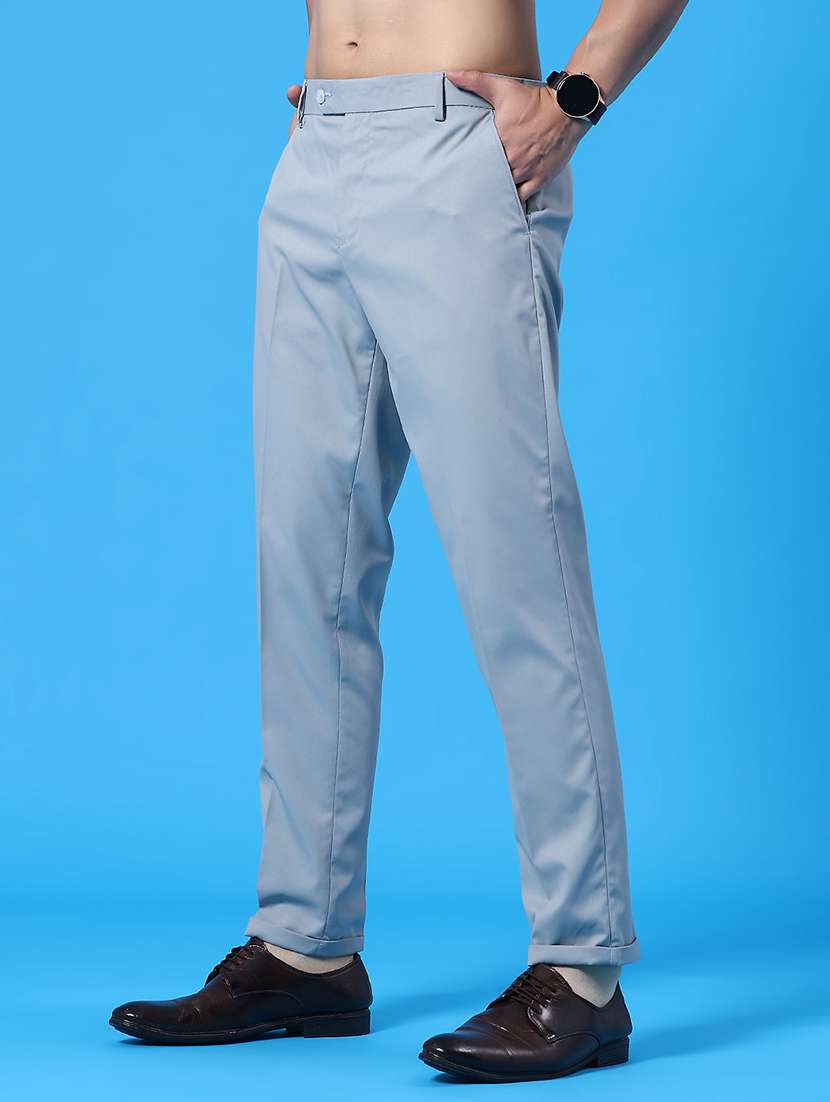men solid mid rise flat front formal trouser - 22271569 -  Standard Image - 2