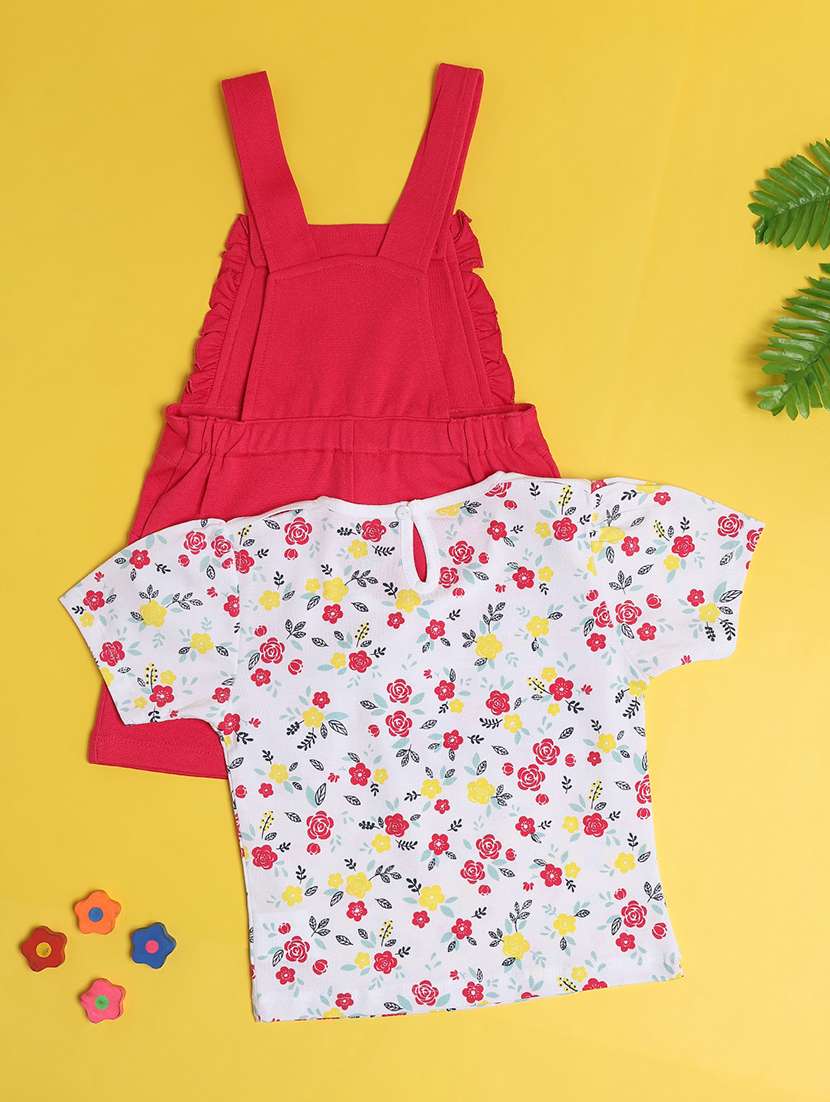 girls printed t-shirt and dungree set - 22271650 -  Standard Image - 2