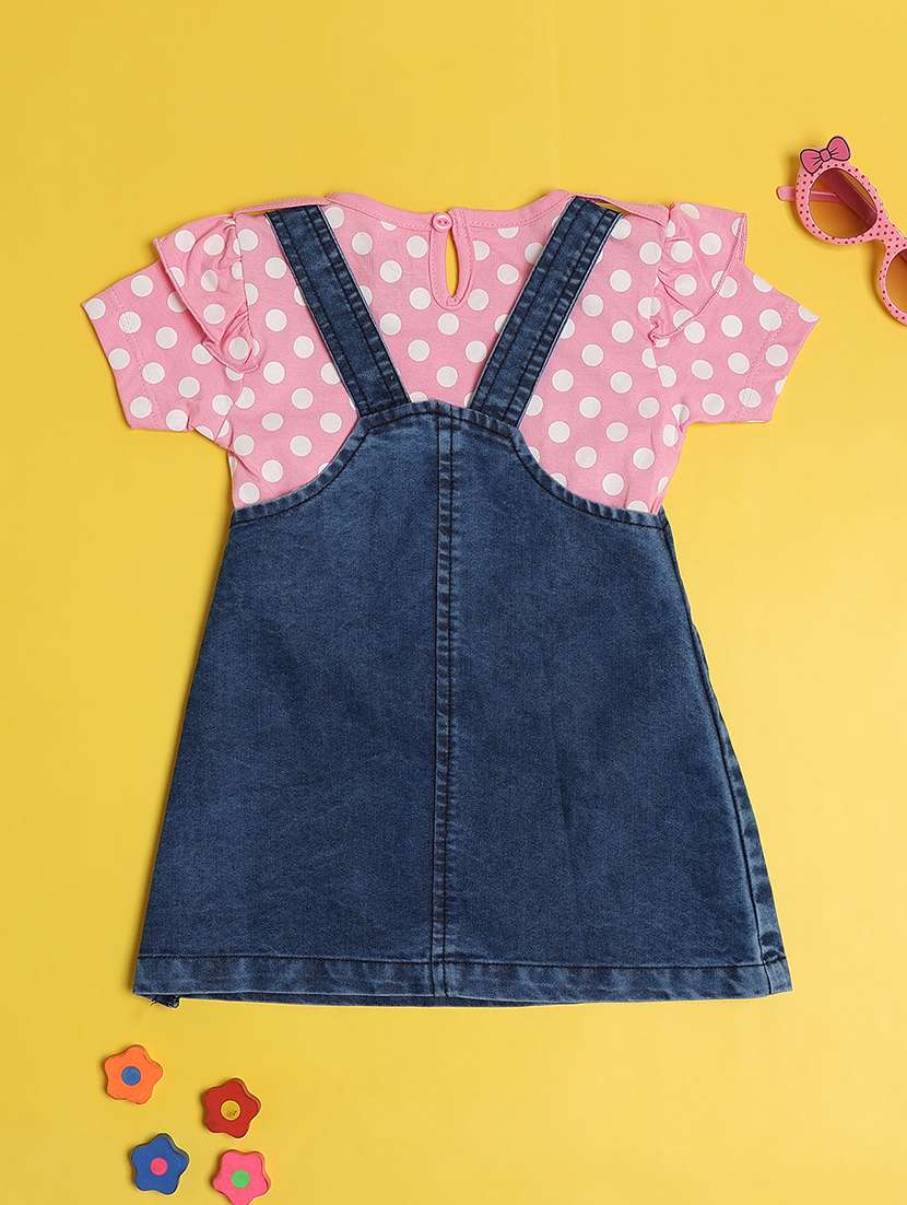 girls printed t-shirt with dungaree dress - 22271651 -  Standard Image - 2