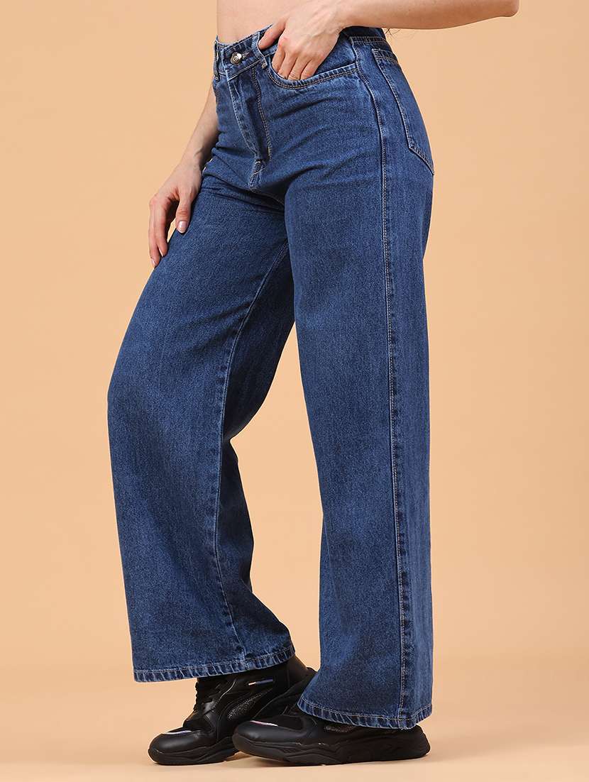 women plain high rise wide leg jeans - 22271770 -  Standard Image - 2