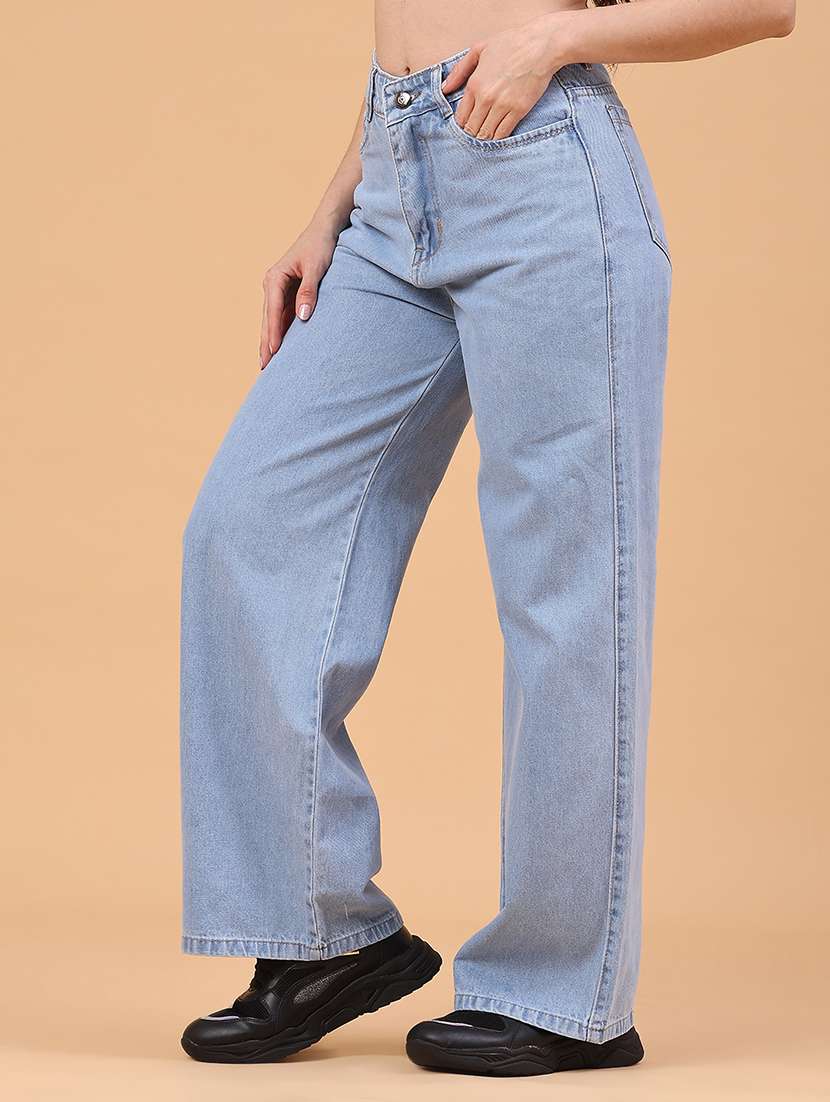women plain high rise wide leg jeans - 22271771 -  Standard Image - 2