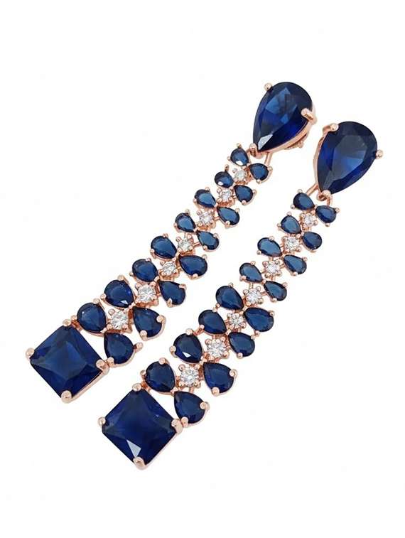 women blue brass drop earring - 22271843 -  Standard Image - 2