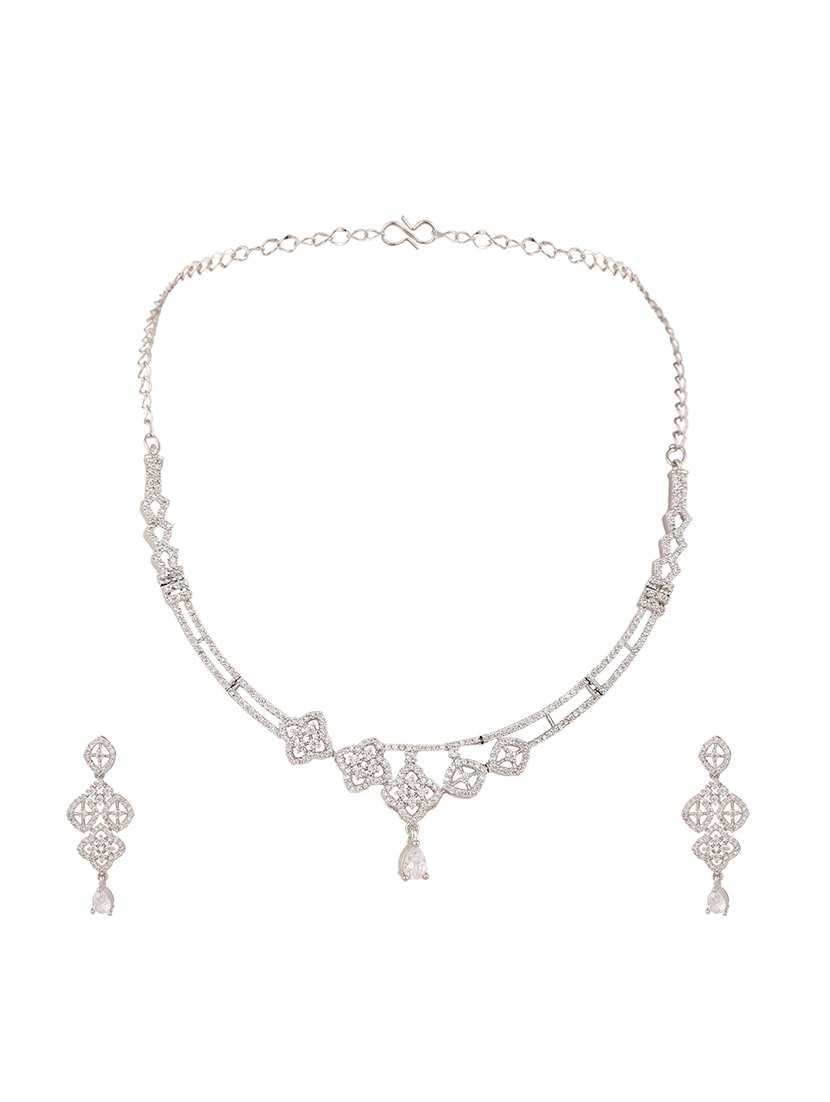 women stone studded necklace set - 22271850 -  Standard Image - 2