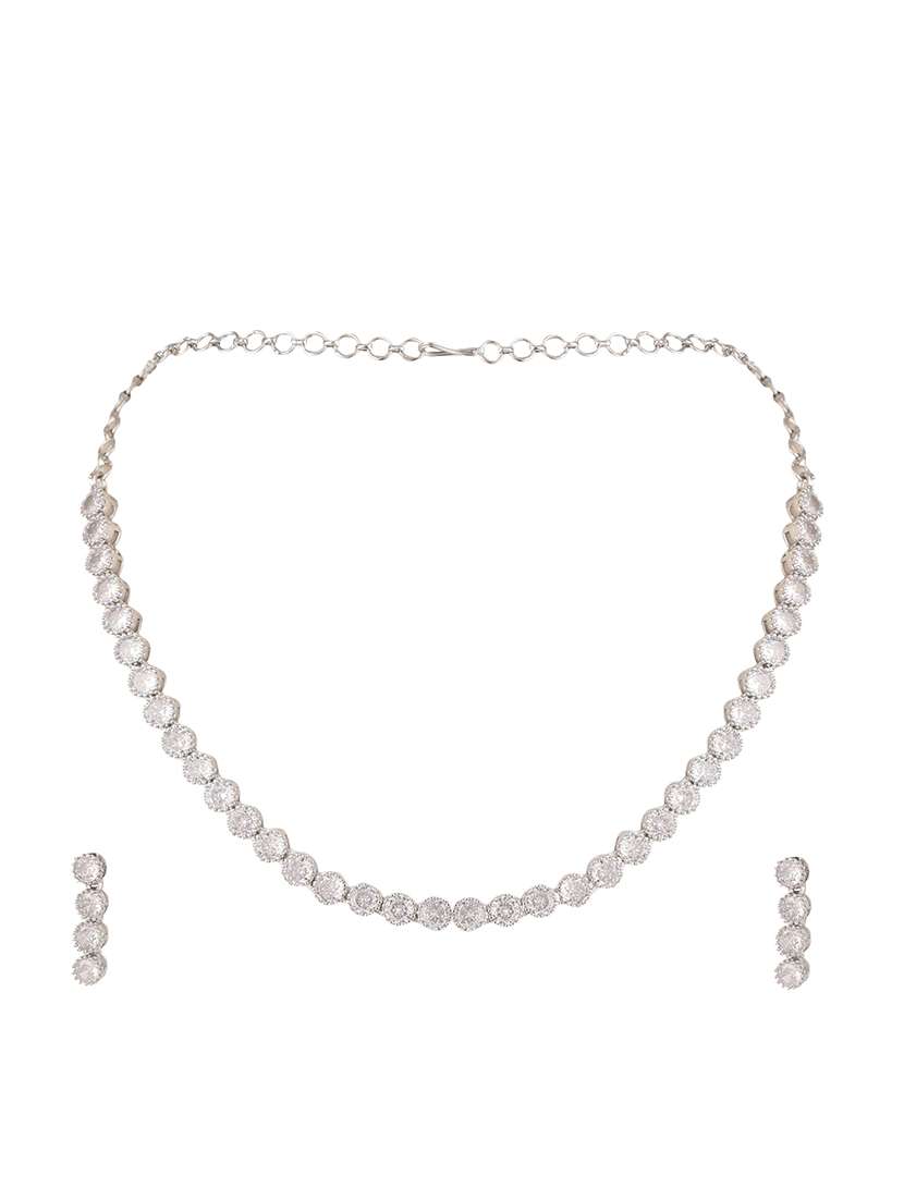 women stone studded necklace set - 22271851 -  Standard Image - 2