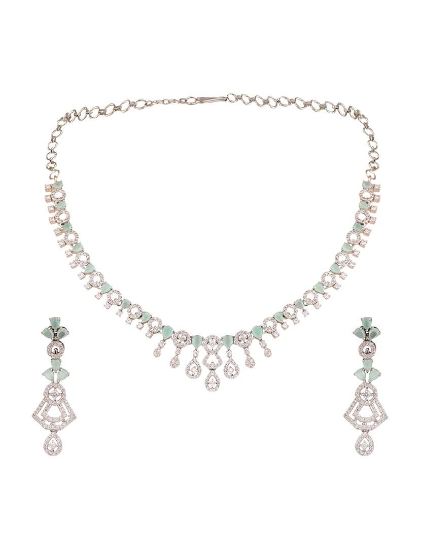 women stone studded necklace set - 22271852 -  Standard Image - 2