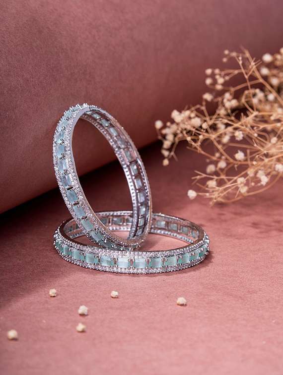 women crystal cubic zirconia rhodium bangles