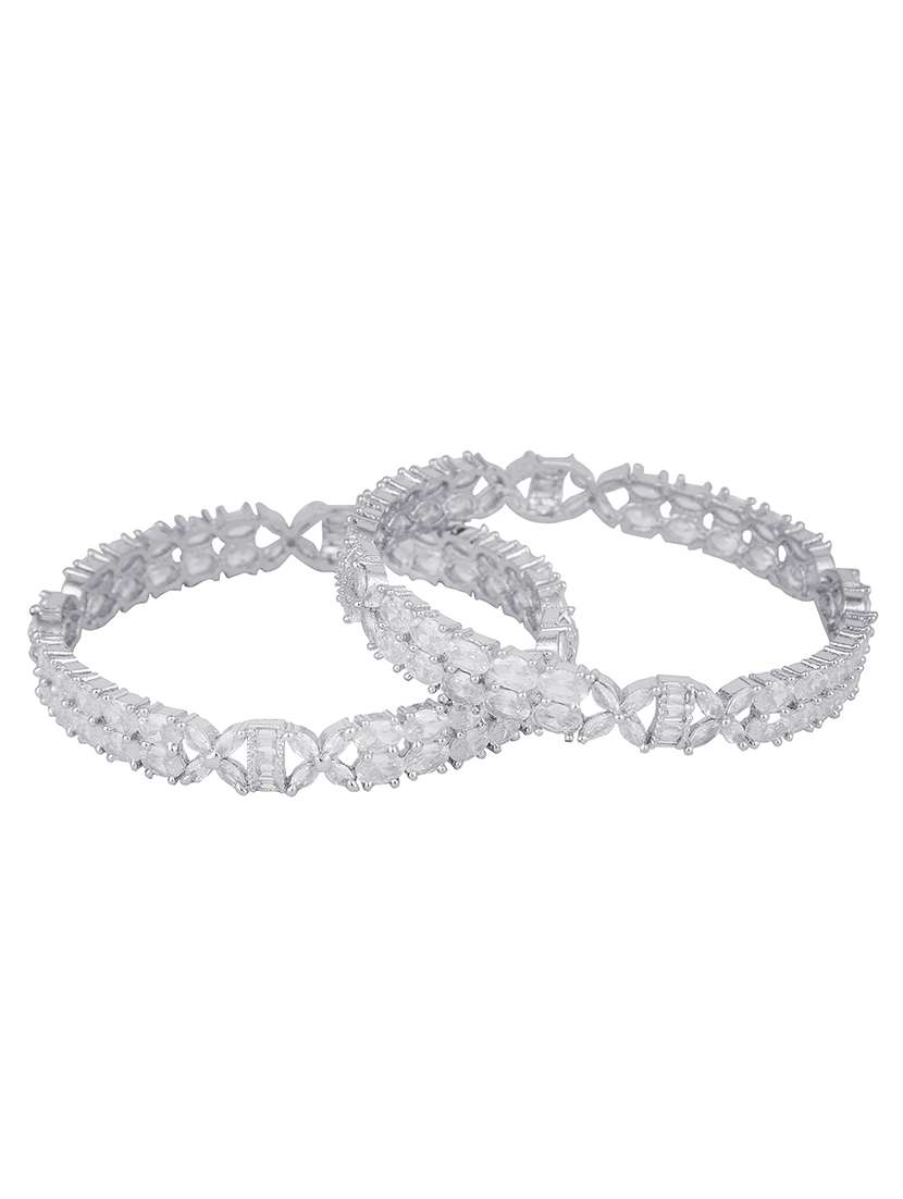 women crystal zirconia rhodium bangles - 22271884 -  Standard Image - 2