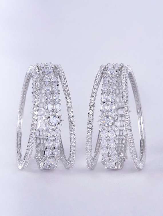 women crystal zirconia rhodium bangles - 22271886 -  Standard Image - 2