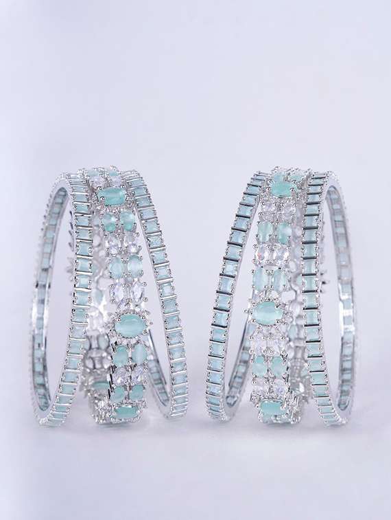 women crystal zirconia rhodium bangles - 22271887 -  Standard Image - 2