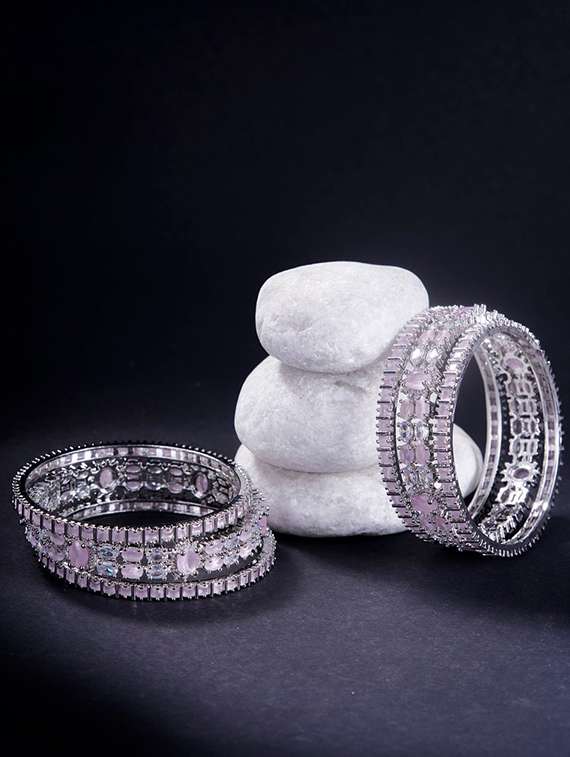 women crystal zirconia rhodium bangles