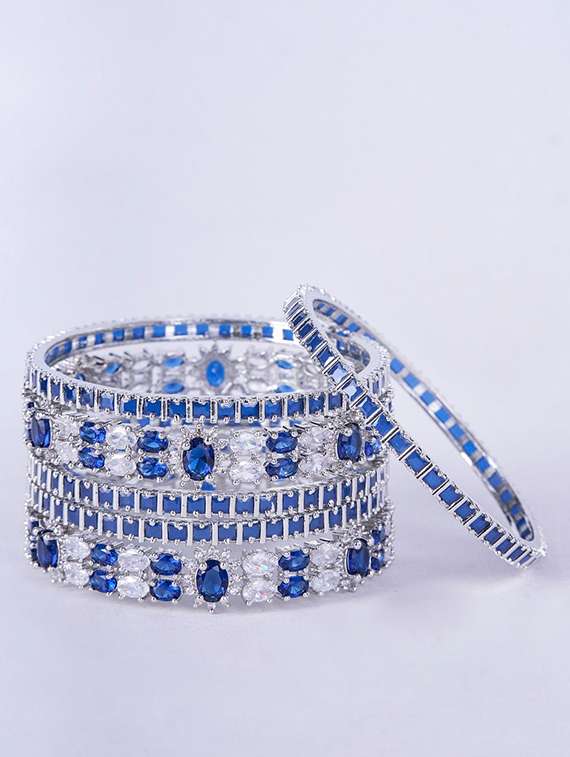 women crystal zirconia rhodium bangles - 22271889 -  Standard Image - 2