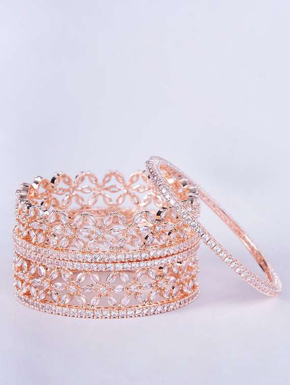 white brass women crystal zirconia rhodium bangles - 22271890 -  Standard Image - 2