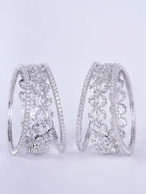 women crystal zirconia rhodium bangles - 22271892 -  Standard Image - 2