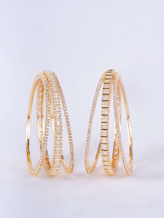 women crystal zirconia rhodium bangles - 22271893 -  Standard Image - 2