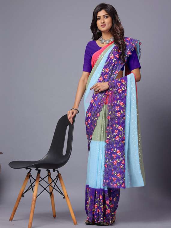 women ombre embroidered saree with blouse - 22271926 -  Standard Image - 2