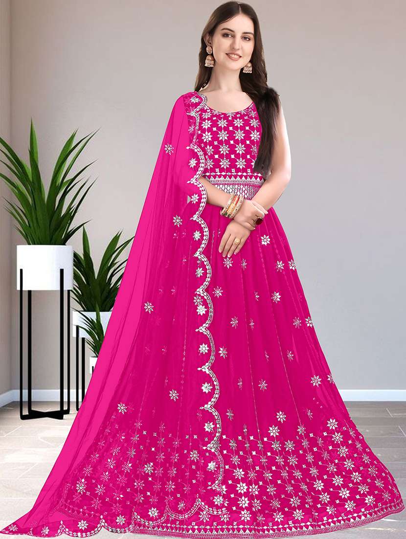 women solid with work semi stitched flared gown