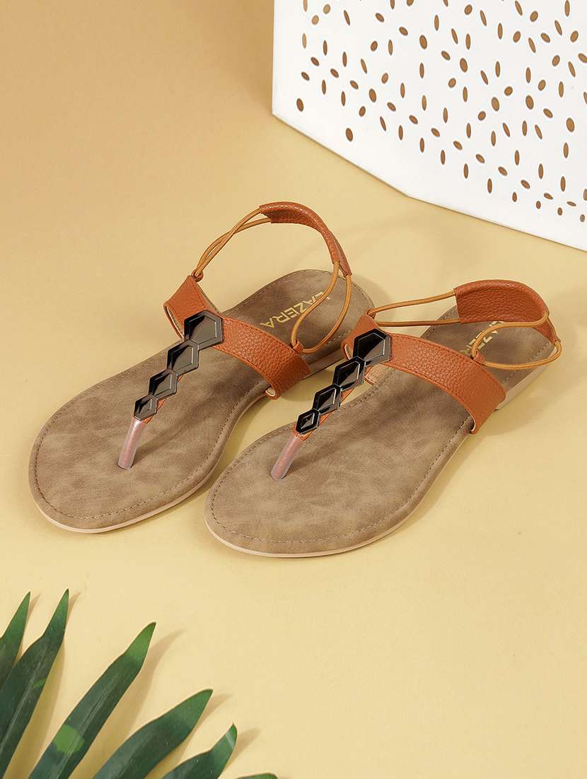 women embellished t-strap flat sandal