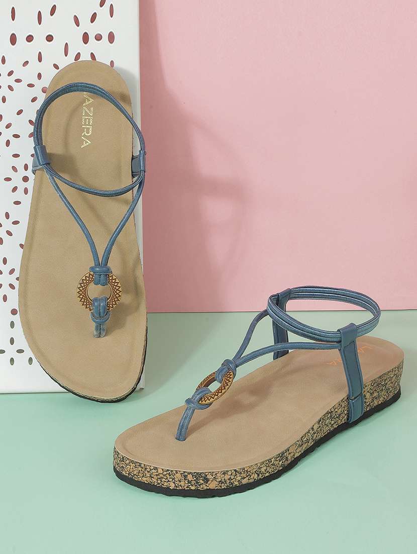 women solid t-strap flat sandal