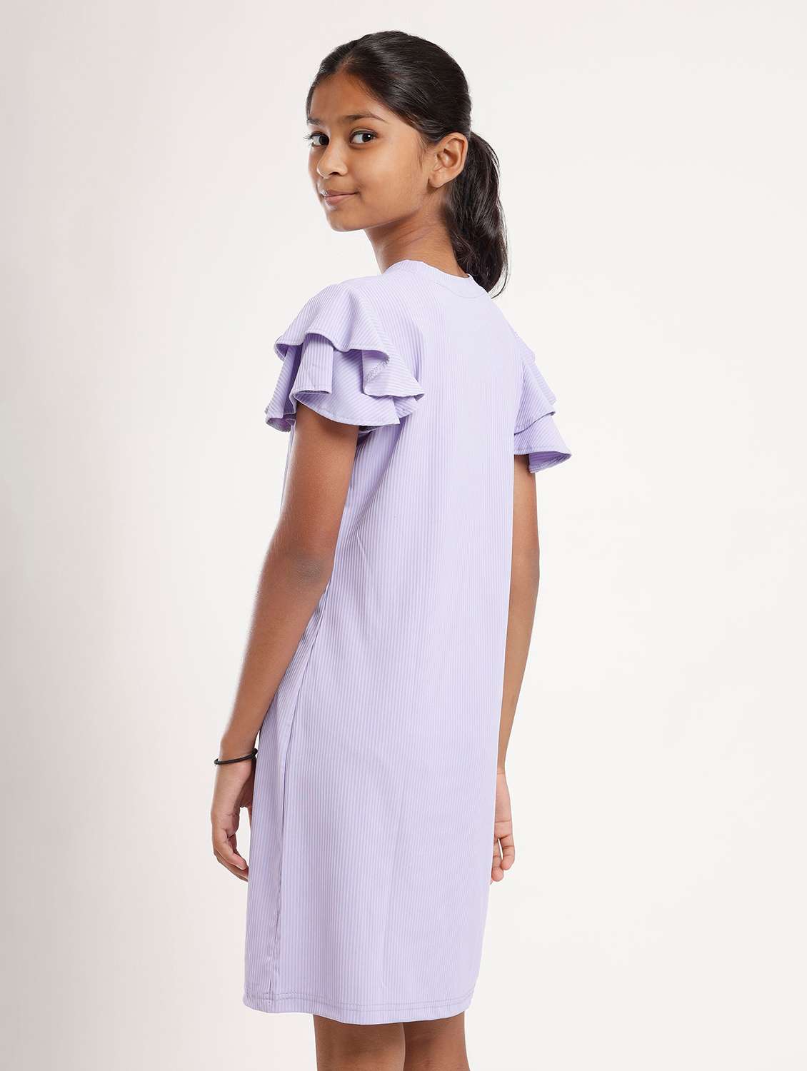 girls solid flared sleeve a-line dress - 22271971 -  Standard Image - 2