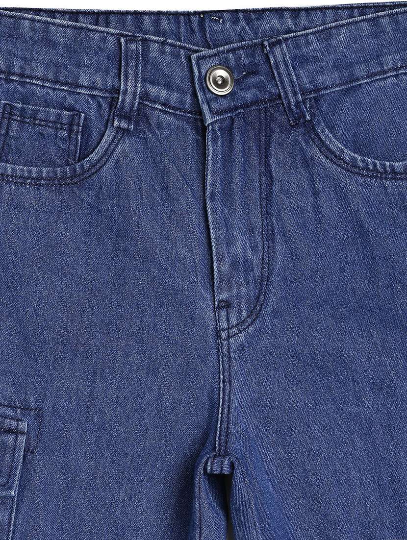 boys solid mid rise denim cargo - 22272013 -  Standard Image - 2