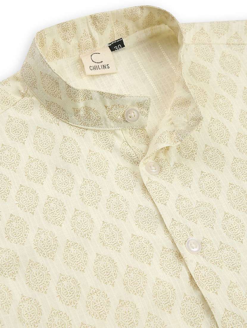 boys printed long sleeve straight kurta - 22272020 -  Standard Image - 2