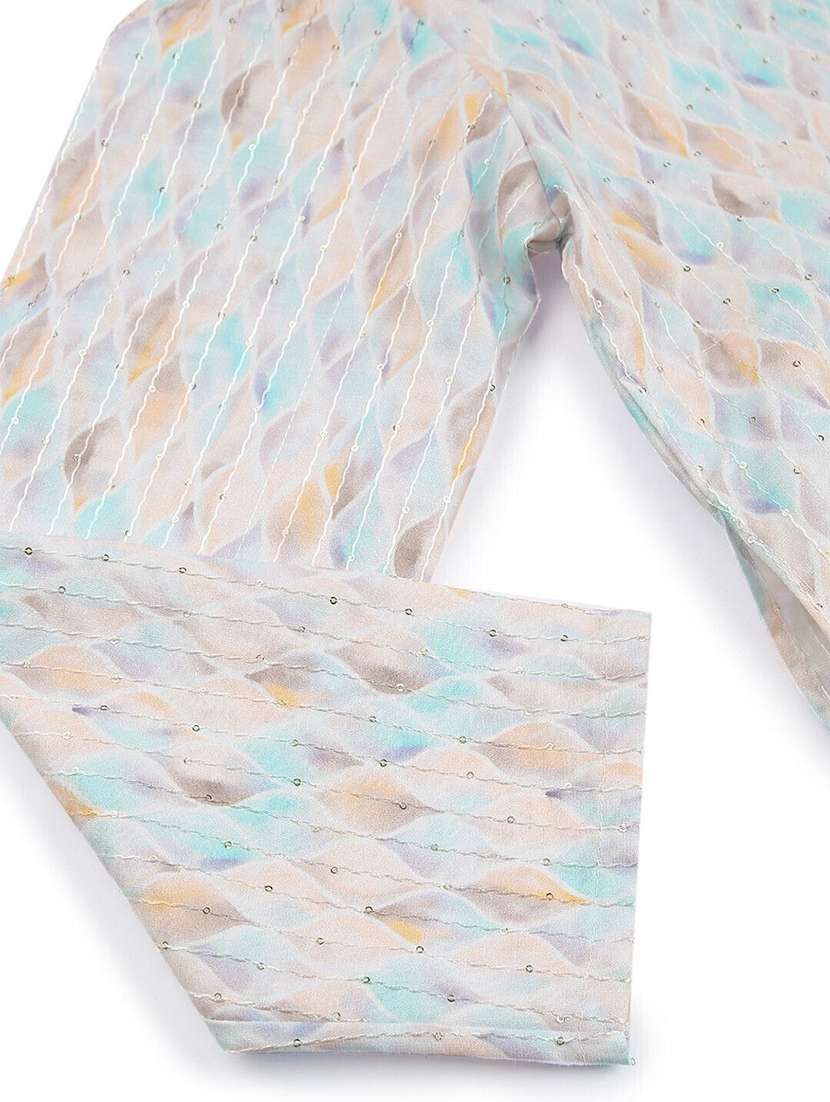 boys printed long sleeve straight kurta - 22272023 -  Standard Image - 2