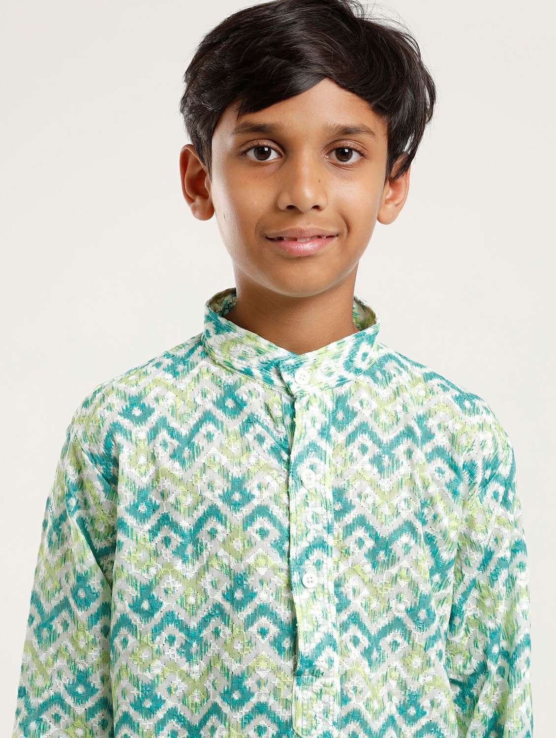 boys printed long sleeve straight kurta - 22272033 -  Standard Image - 2