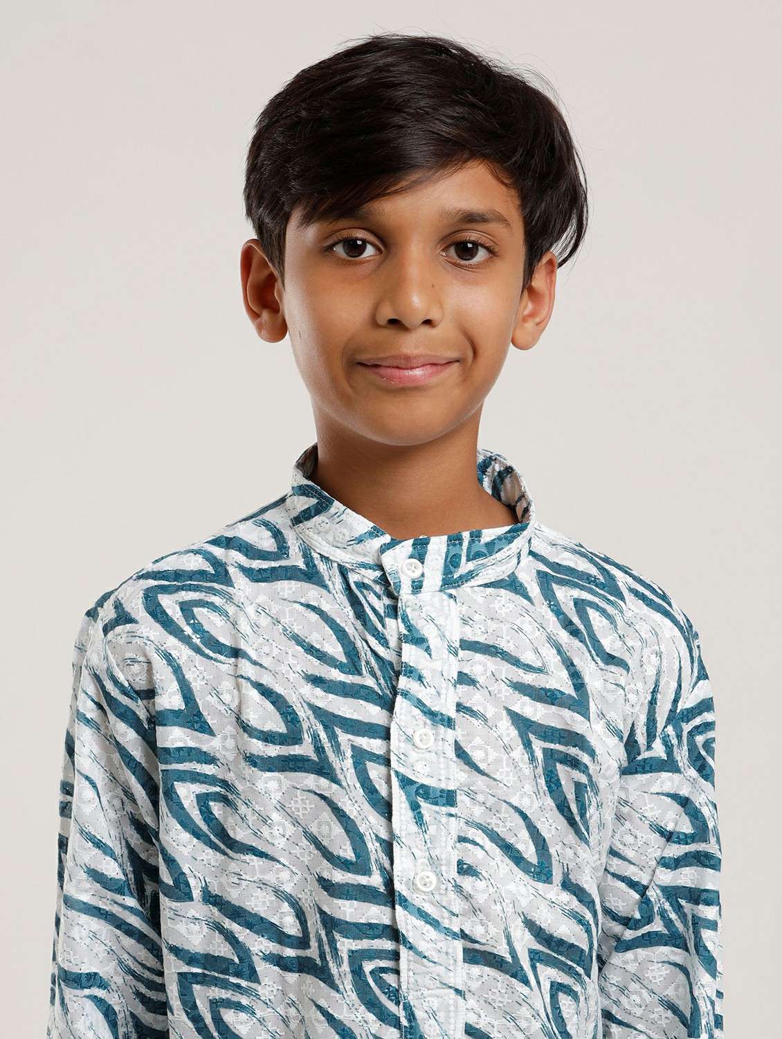 boys printed long sleeve straight kurta - 22272035 -  Standard Image - 2