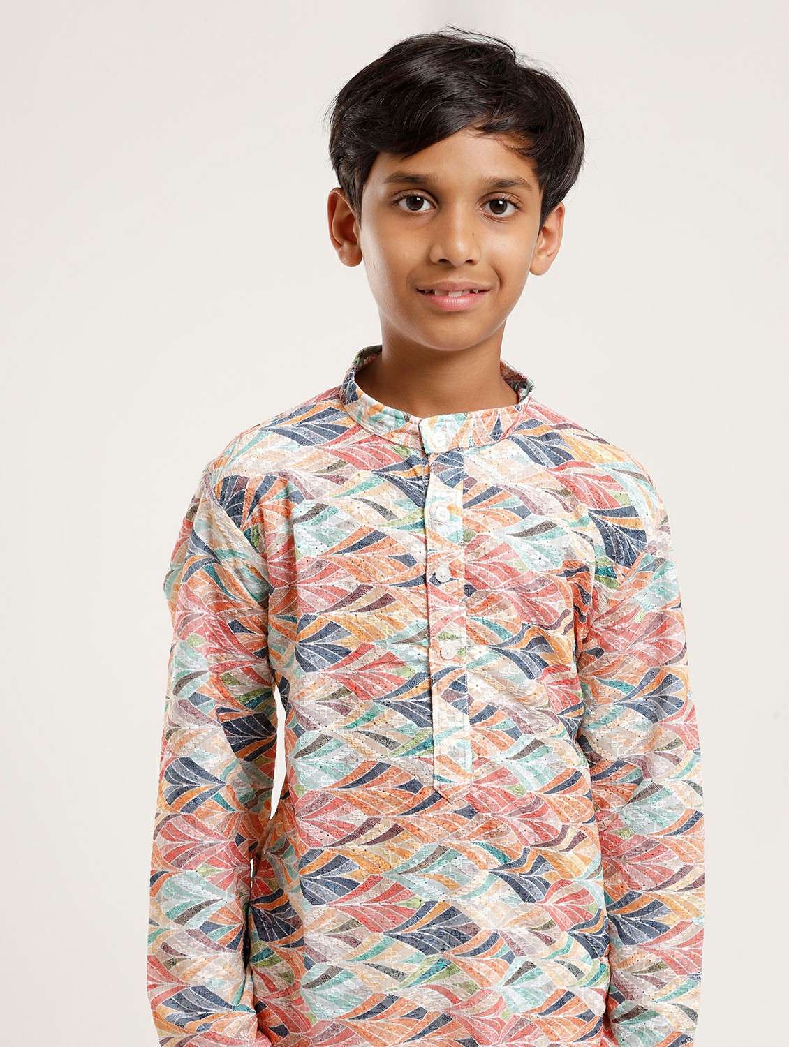 boys printed long sleeve straight kurta - 22272036 -  Standard Image - 2