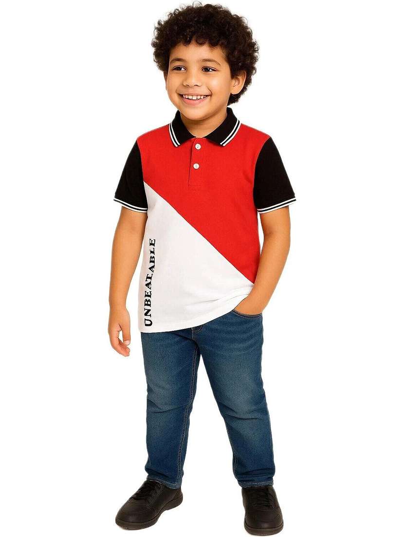 boys color blocked short sleeve polo t-shirt - 22272331 -  Standard Image - 2