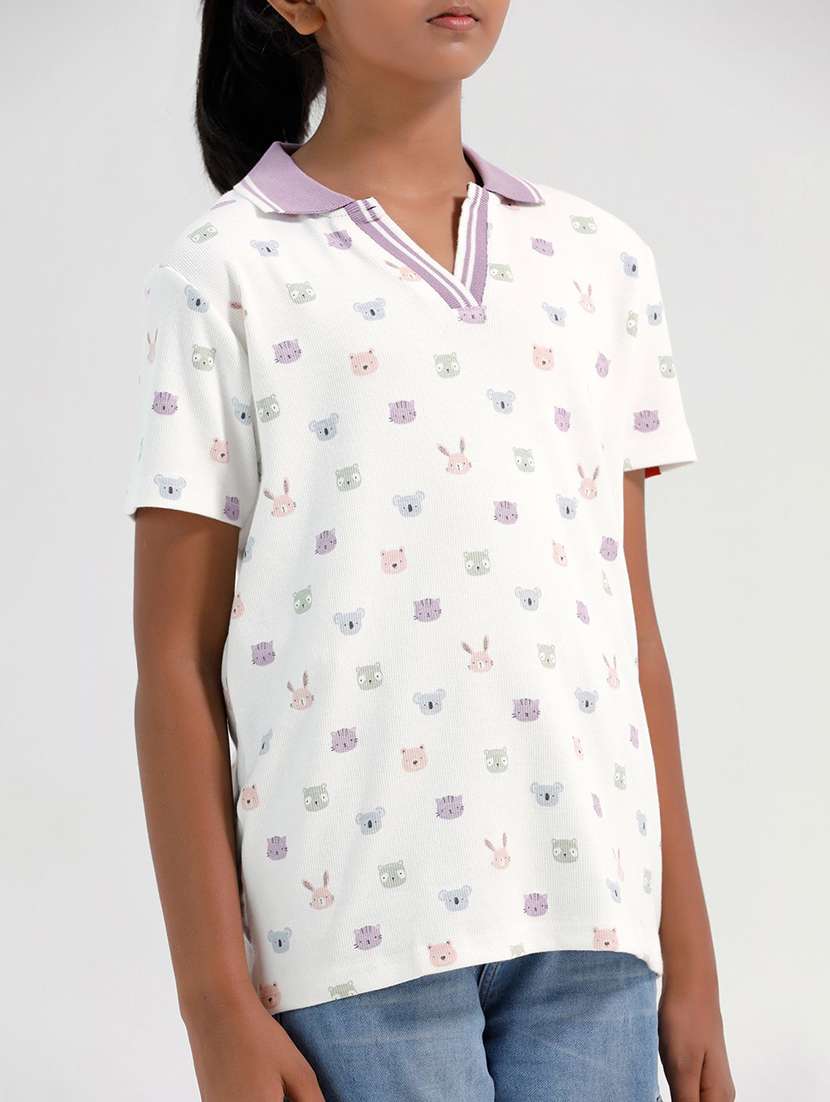 girls printed short sleeve polo tee - 22272402 -  Standard Image - 2