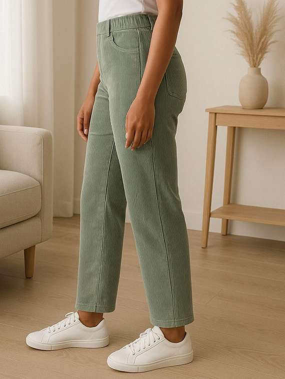 women solid mid rise straight trouser - 22272451 -  Standard Image - 2