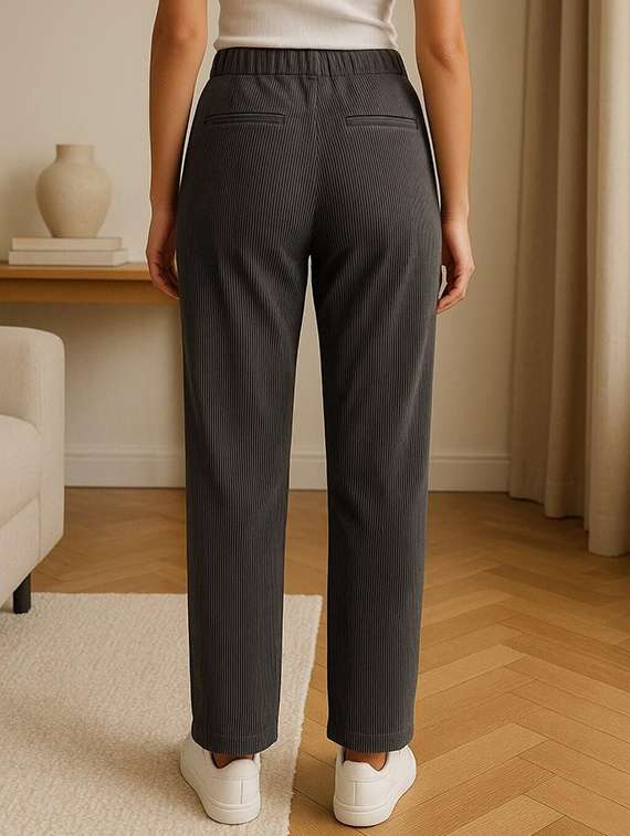 women solid mid rise straight trouser - 22272454 -  Standard Image - 2