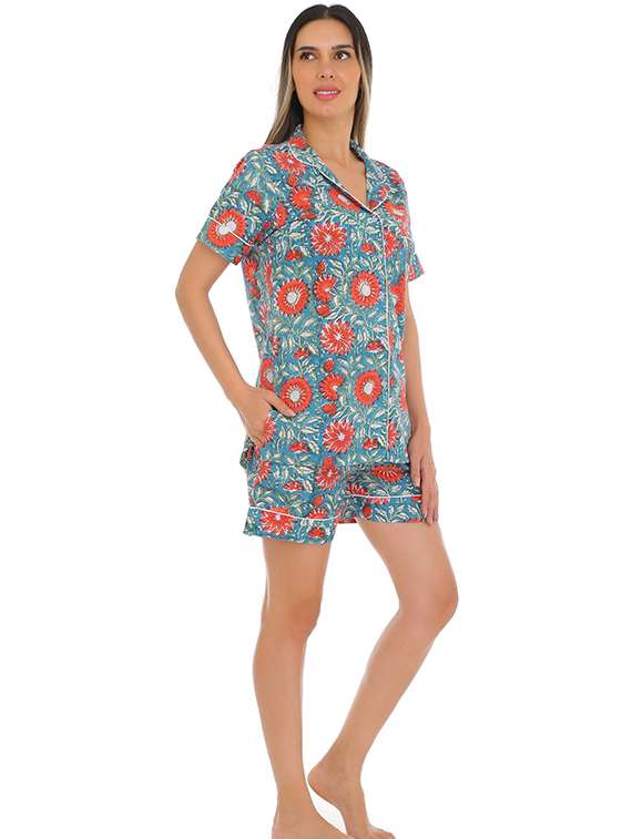 women printed nightwear shorts set - 22272458 -  Standard Image - 2